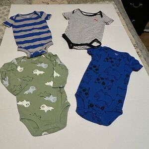 Blue and Green Dinosaur Print Kids One Piece Set